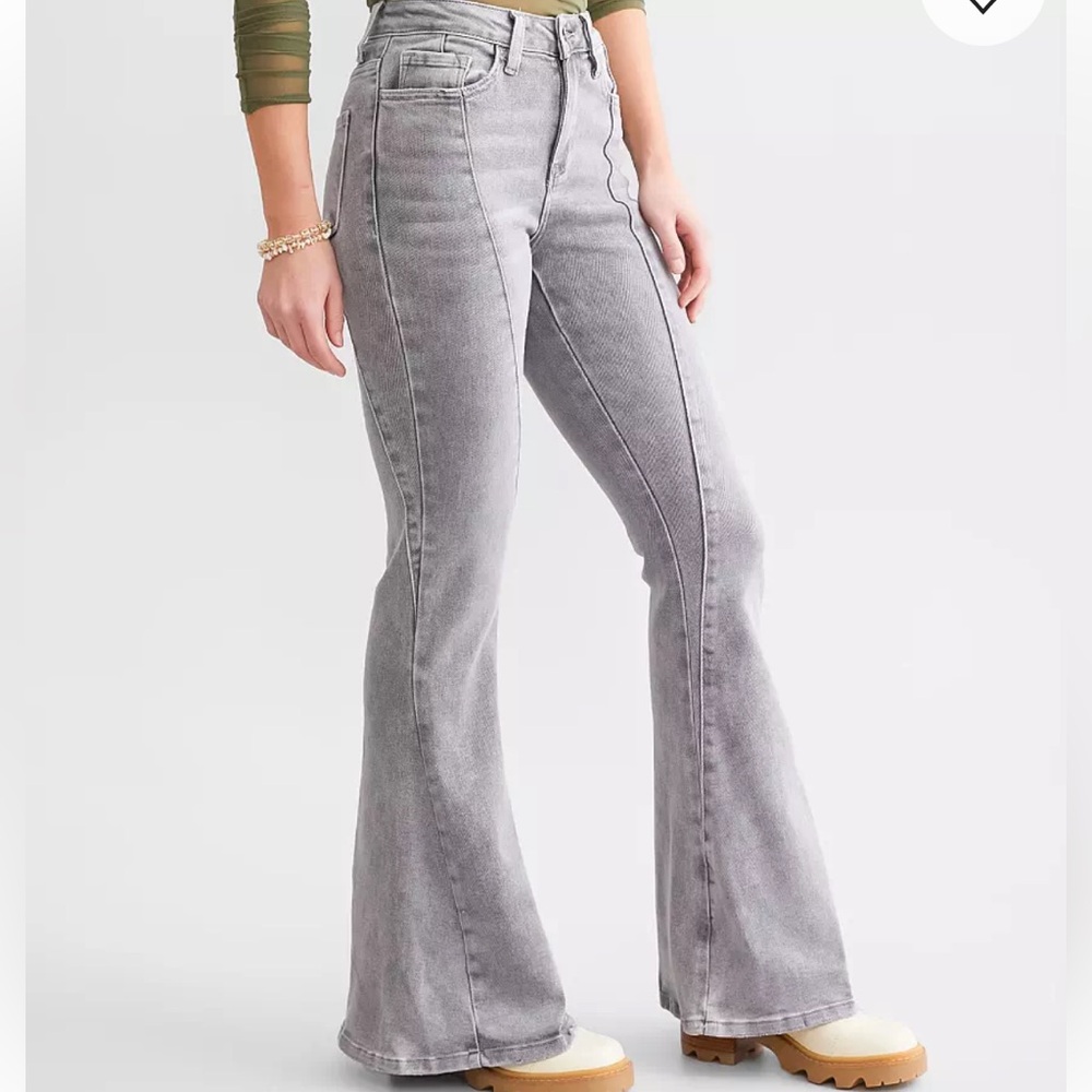 Flying Monkey High Rise Super Flare Stretch Jeans Topnotch Size 30 - Picture 3 of 7